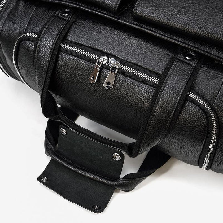 CHARLEROI Black Leather Travel Bag