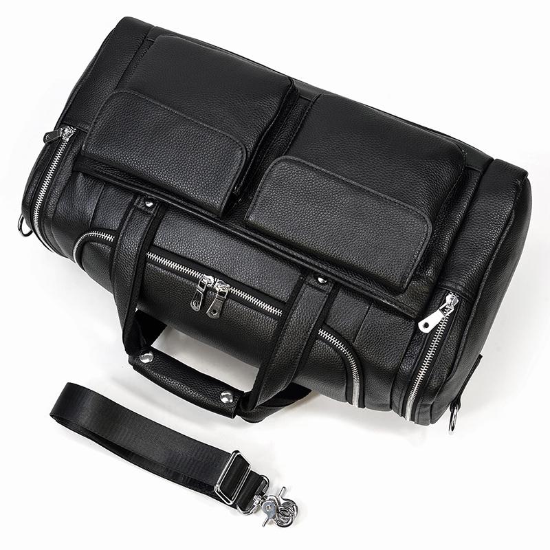 CHARLEROI Black Leather Travel Bag