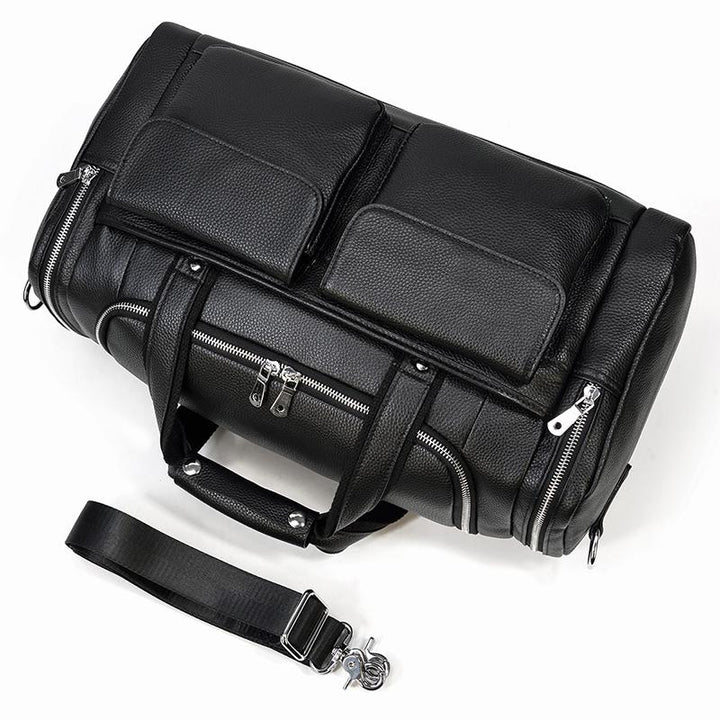 CHARLEROI Black Leather Travel Bag