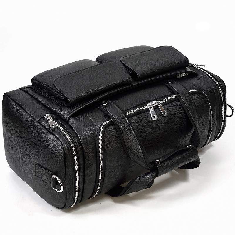 CHARLEROI Black Leather Travel Bag