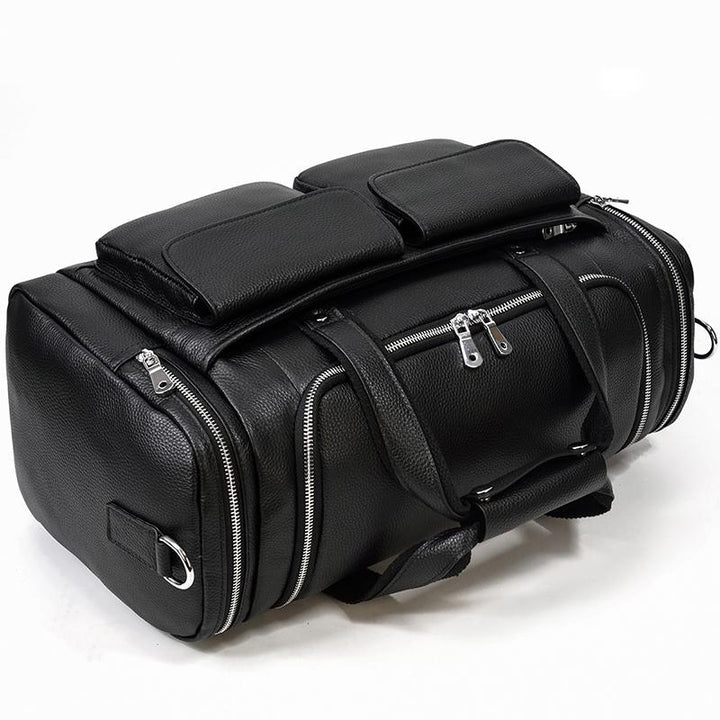 CHARLEROI Black Leather Travel Bag