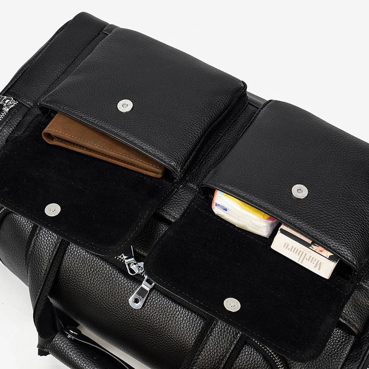 CHARLEROI Black Leather Travel Bag