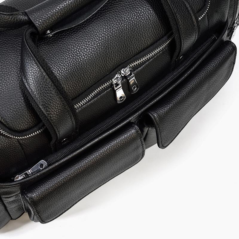 CHARLEROI Black Leather Travel Bag