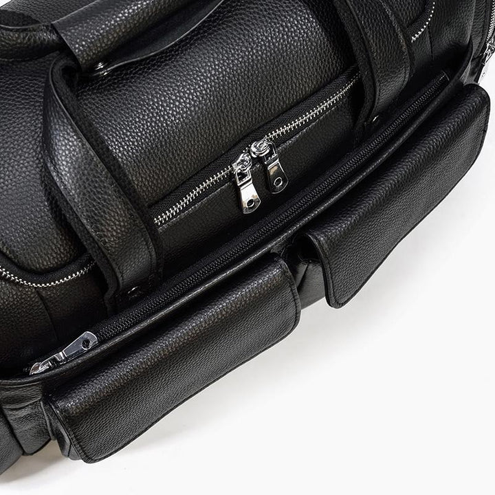 CHARLEROI Black Leather Travel Bag
