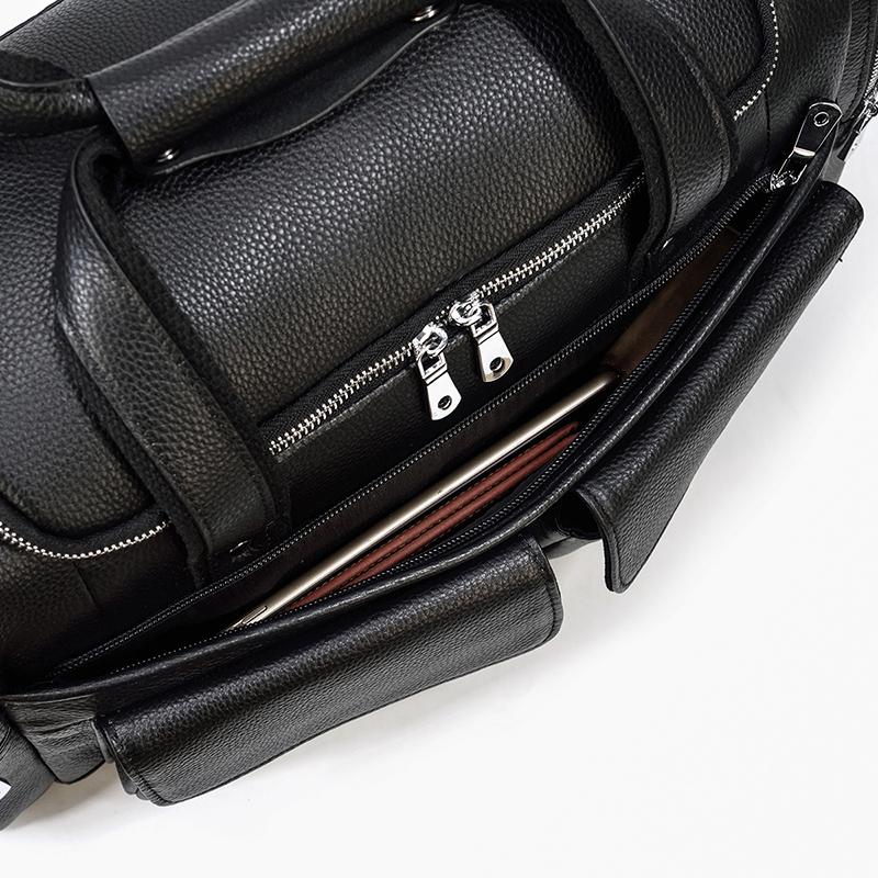 CHARLEROI Black Leather Travel Bag
