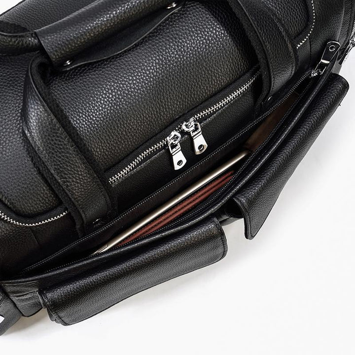 CHARLEROI Black Leather Travel Bag