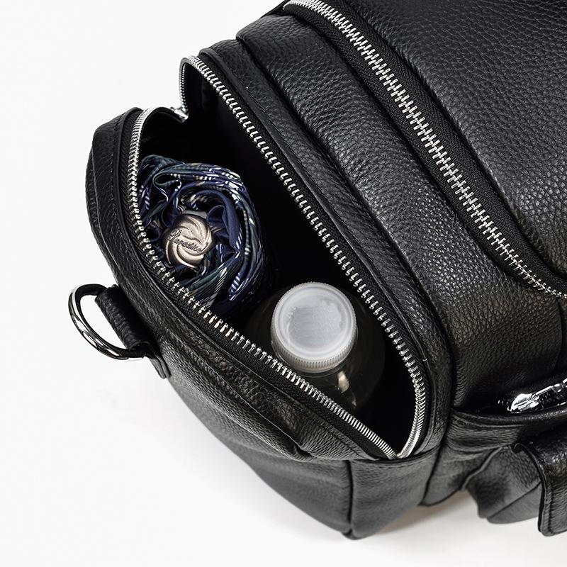CHARLEROI Black Leather Travel Bag