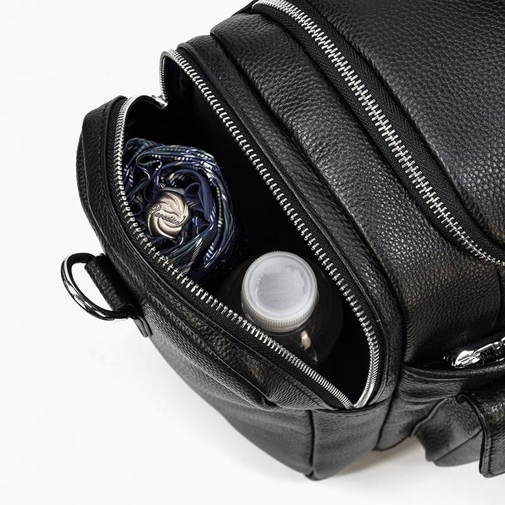 CHARLEROI Black Leather Travel Bag