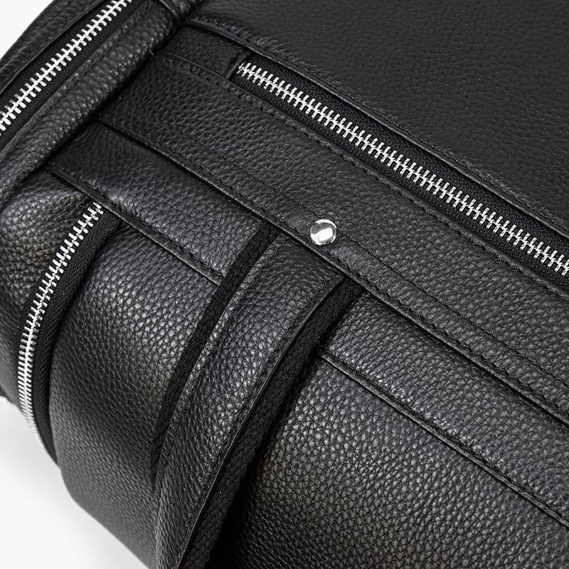 CHARLEROI Black Leather Travel Bag