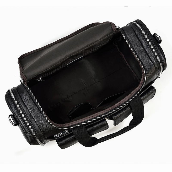 CHARLEROI Black Leather Travel Bag