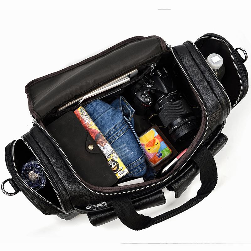 CHARLEROI Black Leather Travel Bag