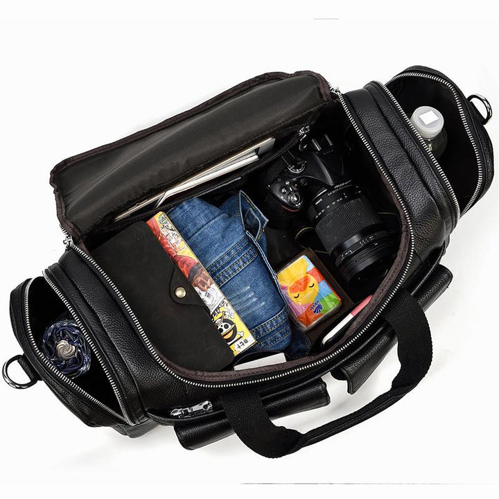 CHARLEROI Black Leather Travel Bag