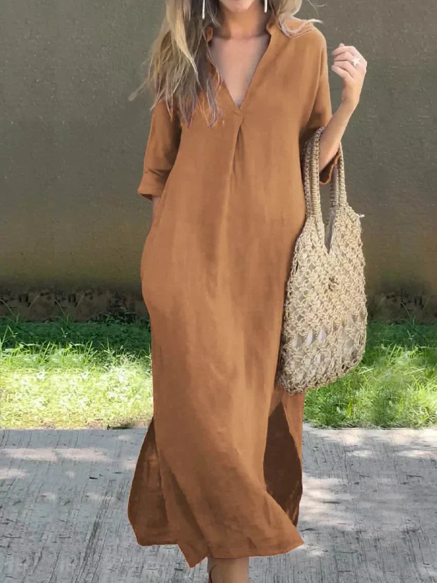 Alexa - Chique V-hals zomer maxi-jurk