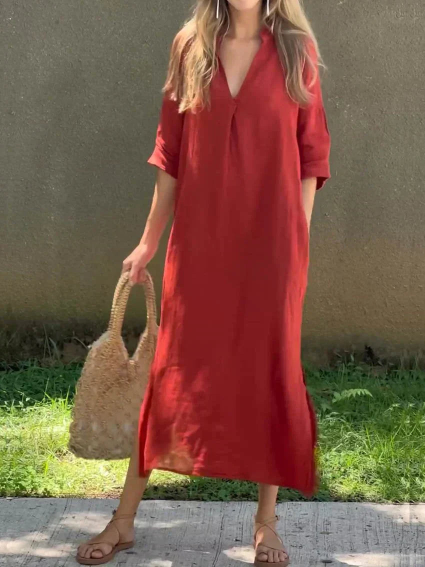 Alexa - Chique V-hals zomer maxi-jurk