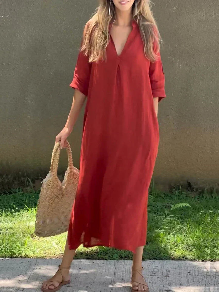 Alexa - Chique V-hals zomer maxi-jurk