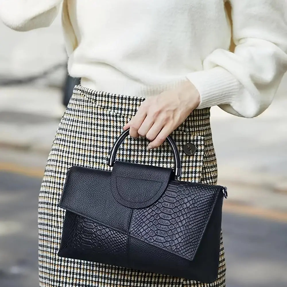 Celeste luxe tas met krokodillenreliëf