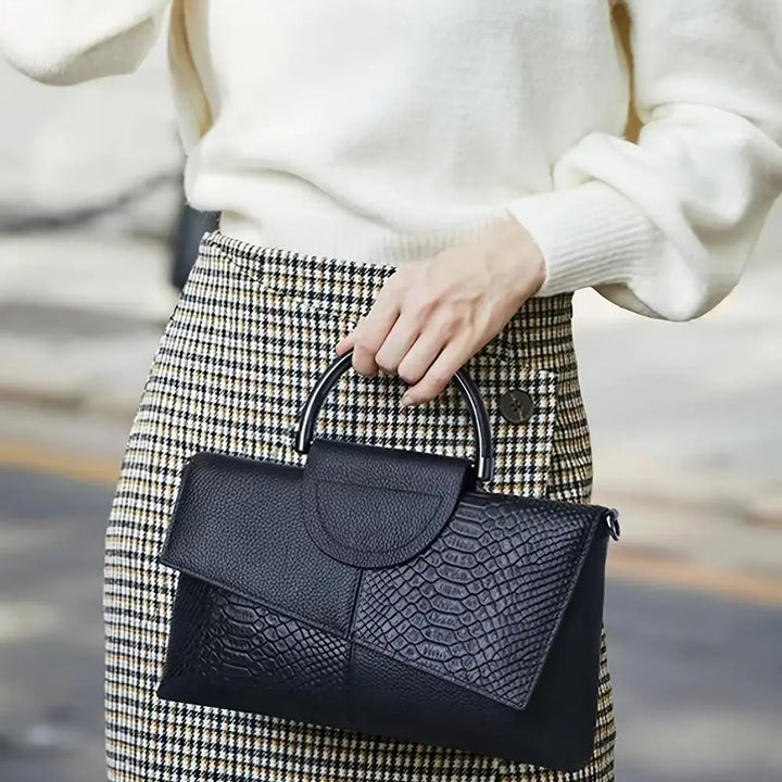 Celeste luxe tas met krokodillenreliëf