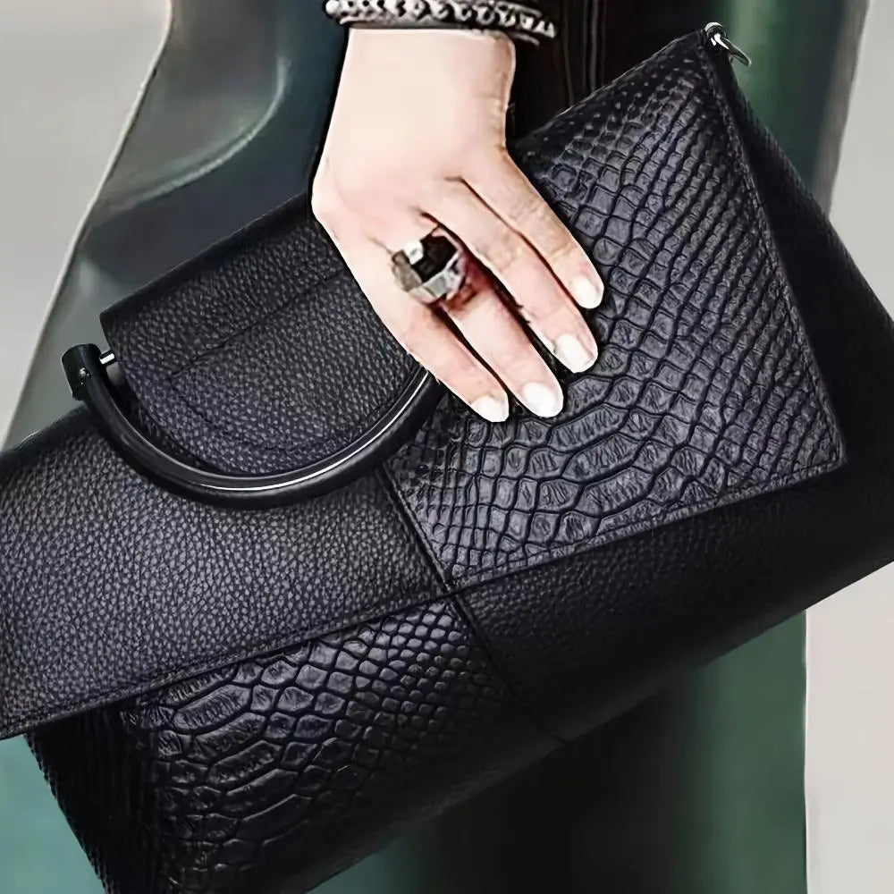 Celeste luxe tas met krokodillenreliëf