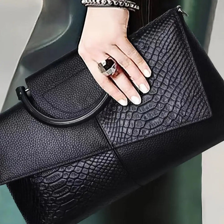 Celeste luxe tas met krokodillenreliëf