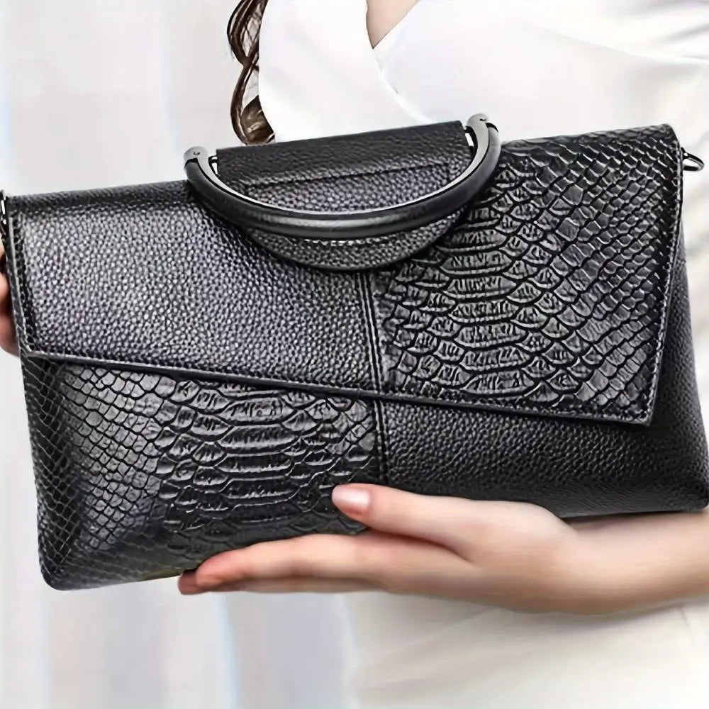 Celeste luxe tas met krokodillenreliëf