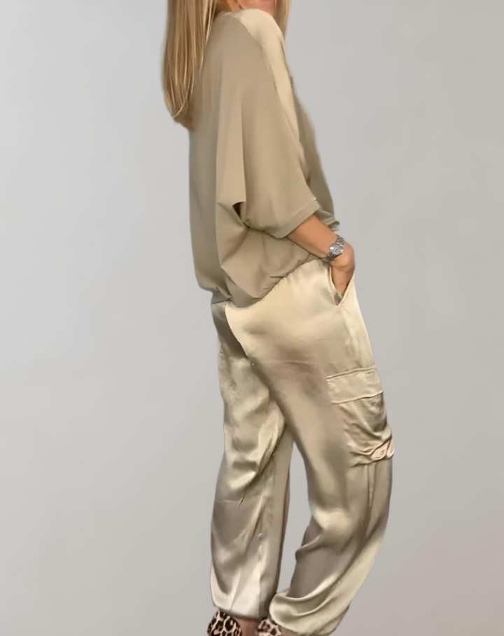 Miriam - Zijdezachte Cargo Loungeset