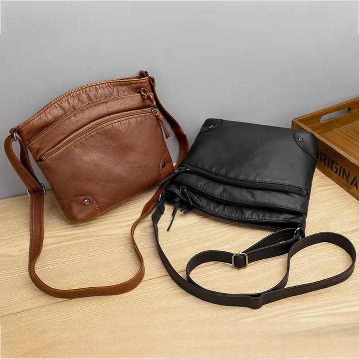 Mabel's Retro Charm | Zachte leren anti-diefstal messenger bag