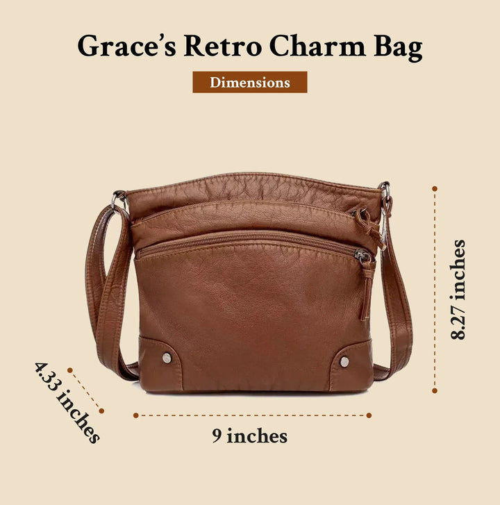 Mabel's Retro Charm | Zachte leren anti-diefstal messenger bag