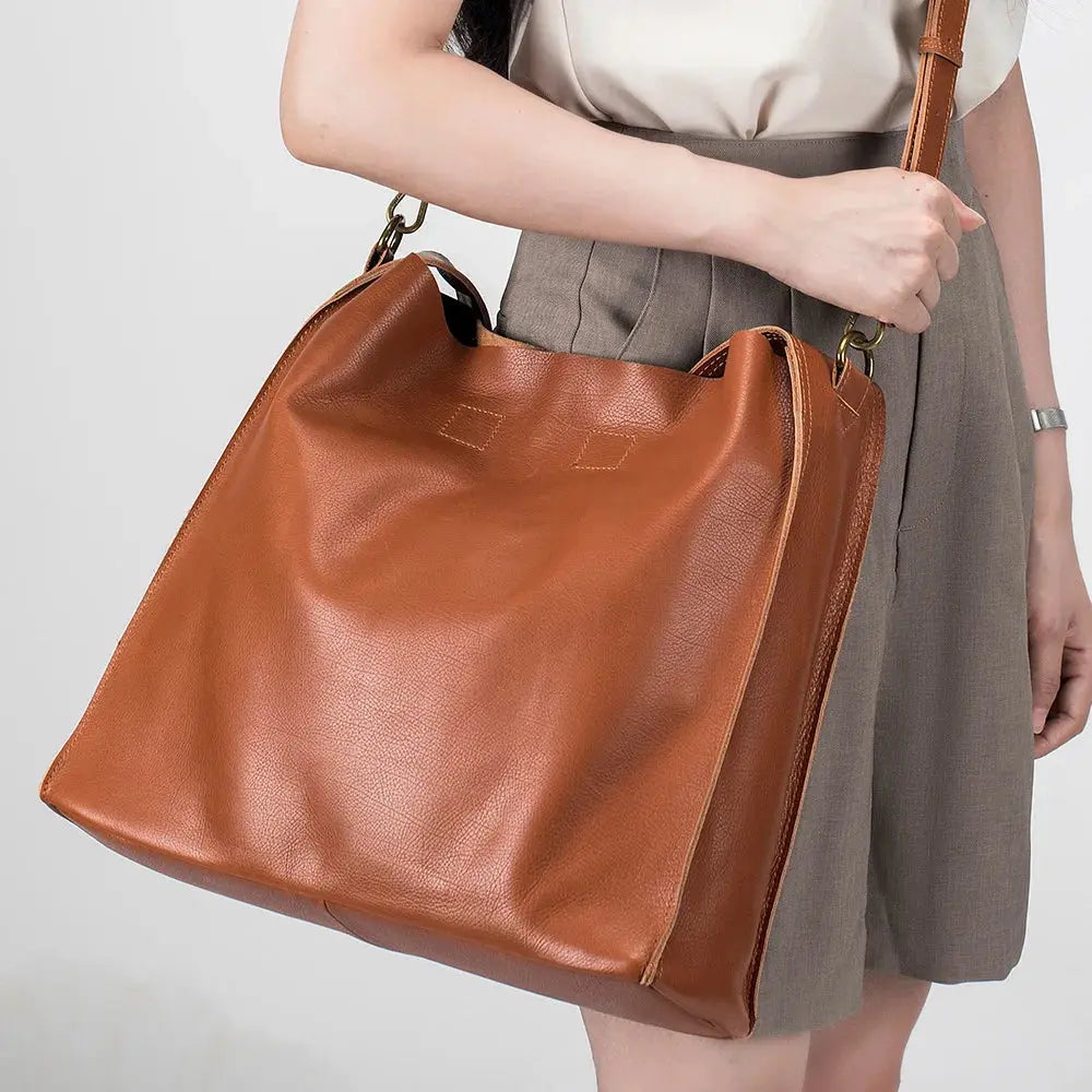 Grace's tijdloze elegantie | Tote bag van echt koeienhuidleer