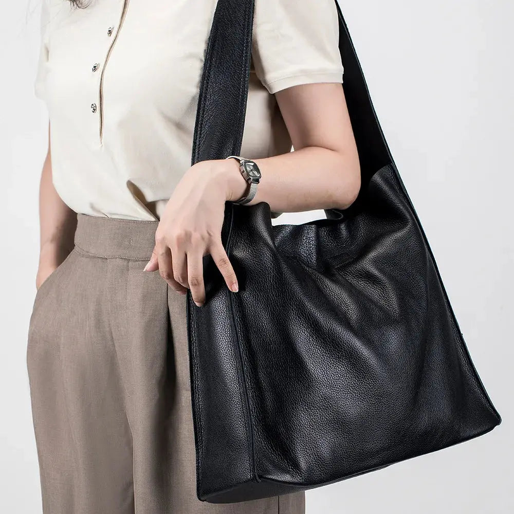 Grace's tijdloze elegantie | Tote bag van echt koeienhuidleer