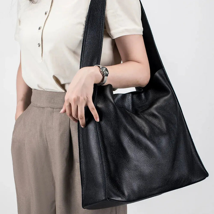 Grace's tijdloze elegantie | Tote bag van echt koeienhuidleer