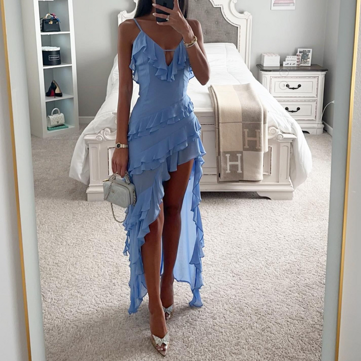 Zephyra - Luxe onregelmatige maxi-jurk met kwastjes