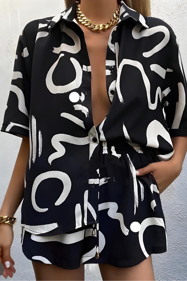Brooke - Zomers abstract print shirt en short