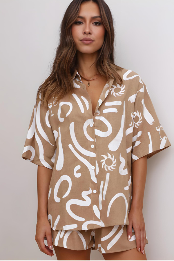 Brooke - Zomers abstract print shirt en short