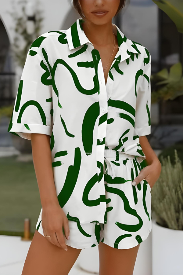 Brooke - Zomers abstract print shirt en short