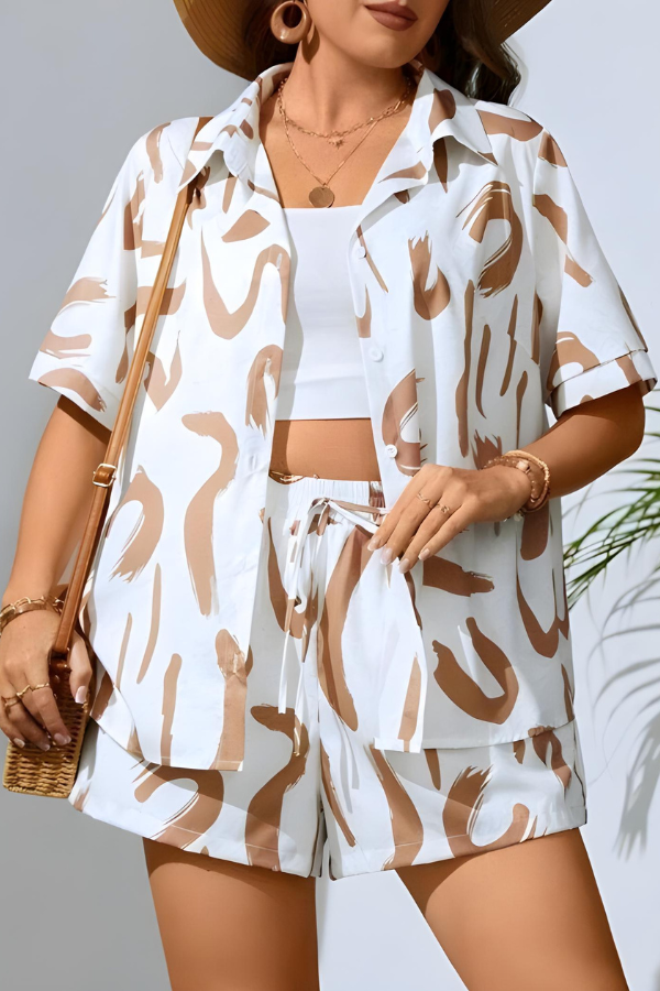Brooke - Zomers abstract print shirt en short