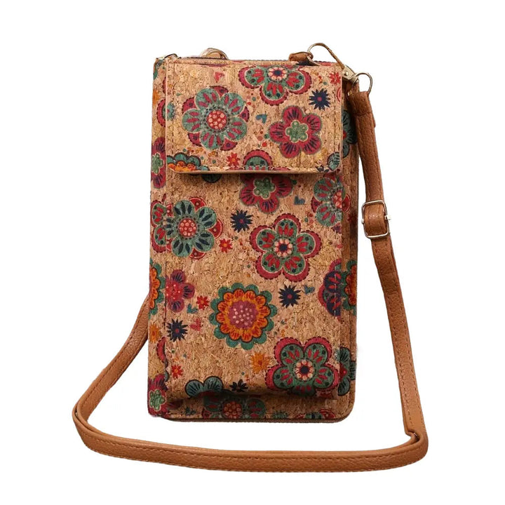 Lila Boho bloemen Crossbody portemonnee