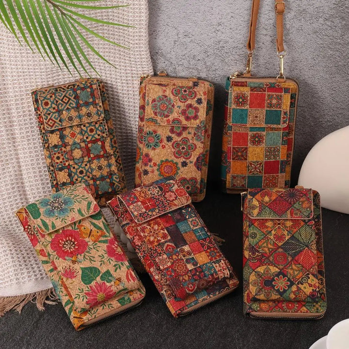Lila Boho bloemen Crossbody portemonnee