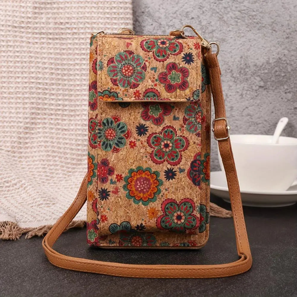 Lila Boho bloemen Crossbody portemonnee