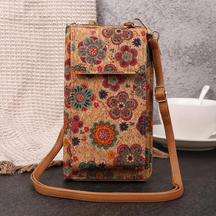 Lila Boho bloemen Crossbody portemonnee