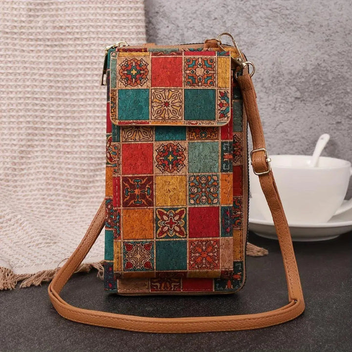 Lila Boho bloemen Crossbody portemonnee