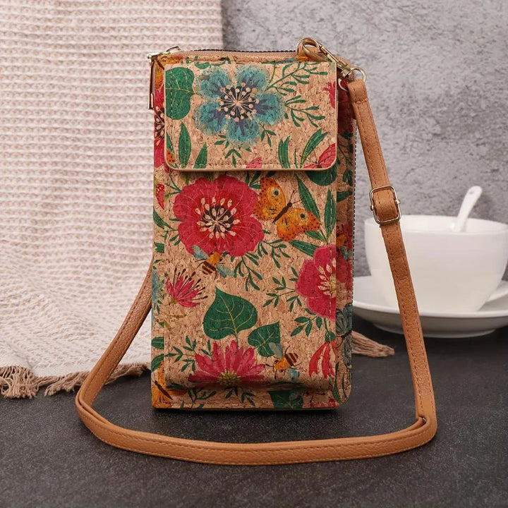 Lila Boho bloemen Crossbody portemonnee