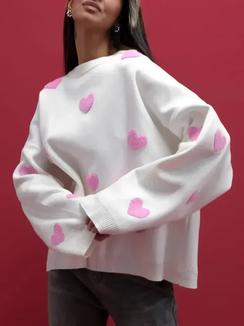 Abigail™ - Knit Sweater with Heart Pattern