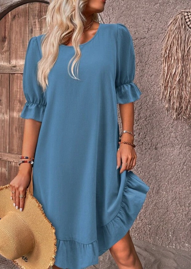 Isolde - Retro Charm Midi-jurk met halve mouwen 