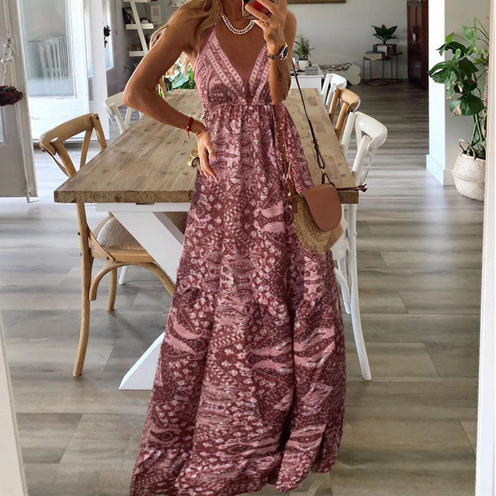 Wren - Boho spaghettibandjes V-hals maxi-jurk