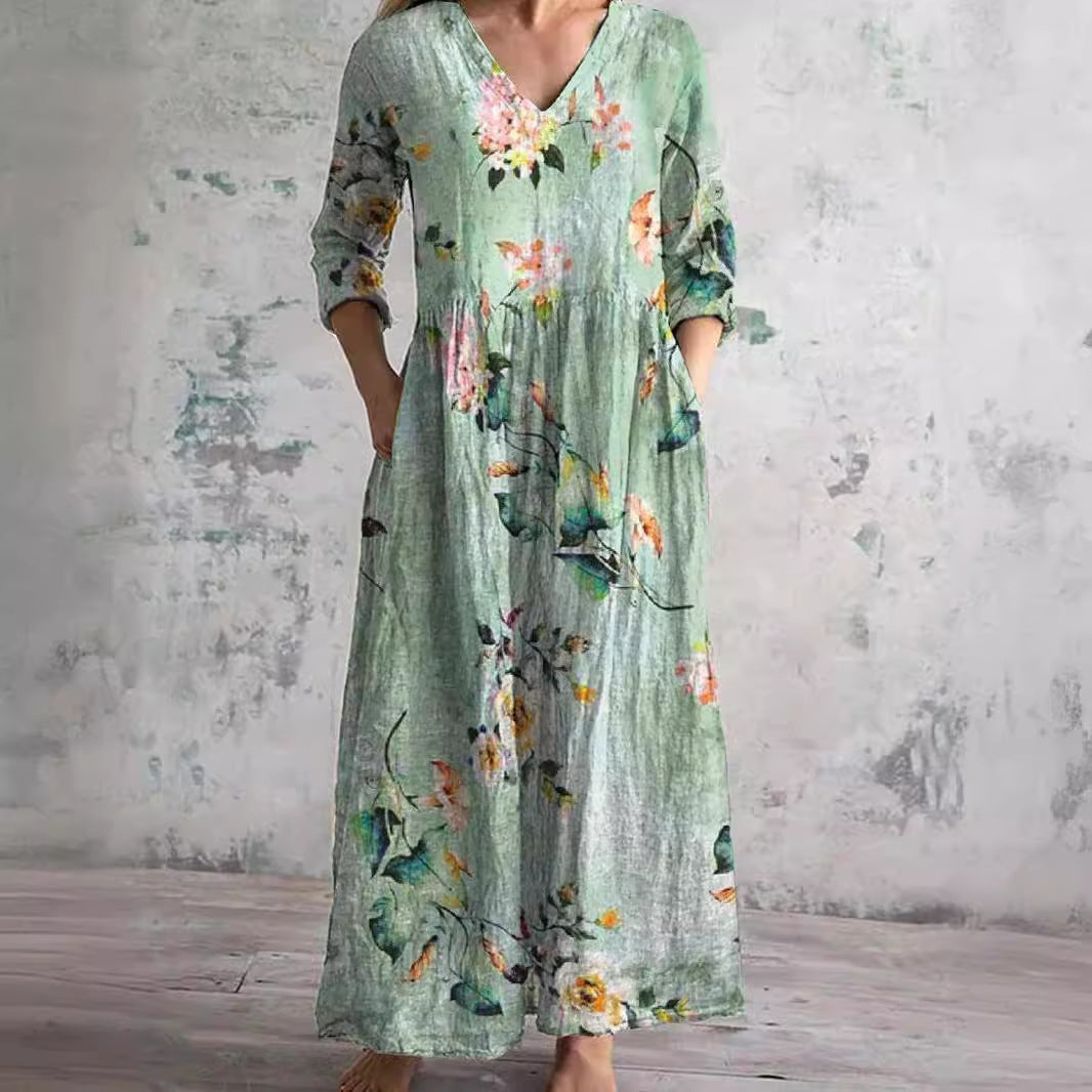 Ivoor - Floral Whimsy Boho Maxi-jurk