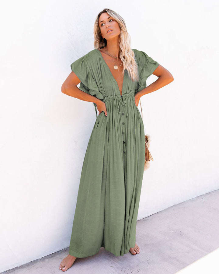 Audra - Boho V-hals kimono strandjurk