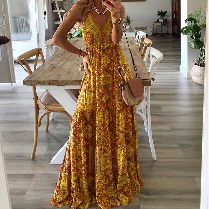 Wren - Boho spaghettibandjes V-hals maxi-jurk