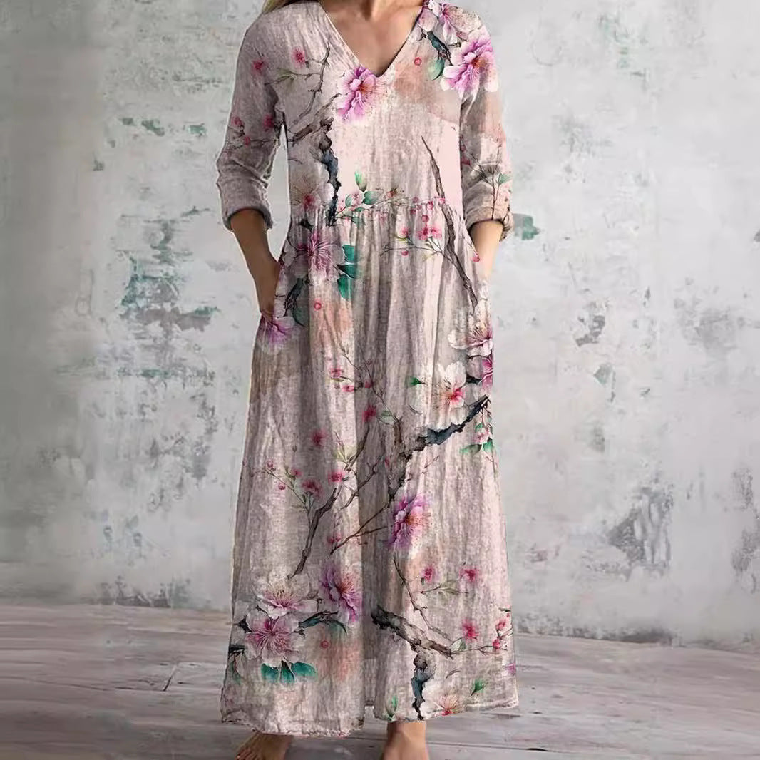 Ivoor - Floral Whimsy Boho Maxi-jurk