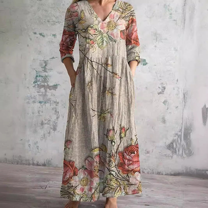 Ivoor - Floral Whimsy Boho Maxi-jurk