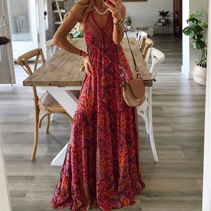 Wren - Boho spaghettibandjes V-hals maxi-jurk